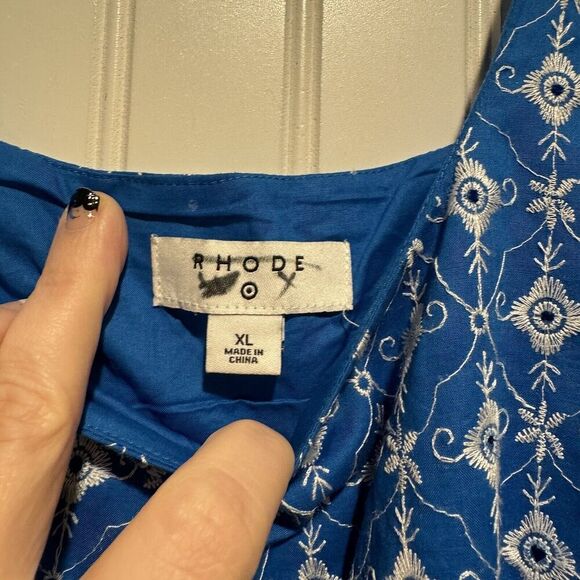 Rhode Target Blue Eyelet Mini Dress Size XL - Picture 6 of 8